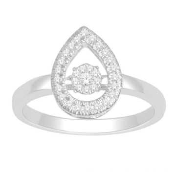 Anel de prata esterlina 925 com jóias de diamante de dança